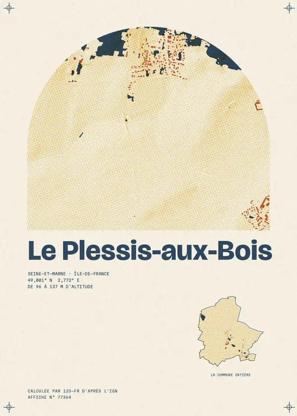 Affiche de Le Plessis-aux-Bois, calculée par 123-fr d'après l'IGN