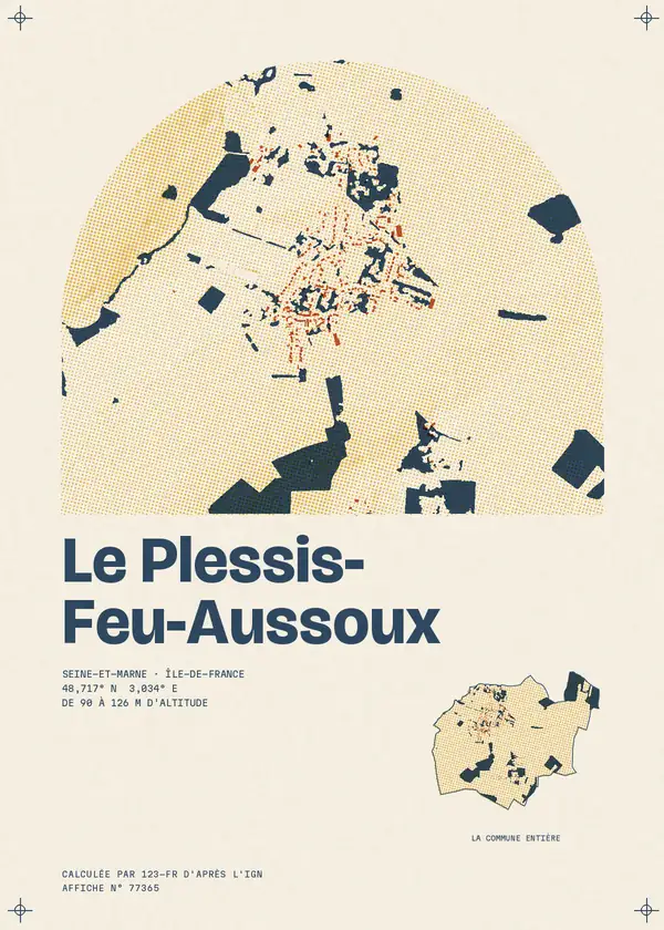 Affiche de Le Plessis-Feu-Aussoux, calculée par 123-fr d'après l'IGN