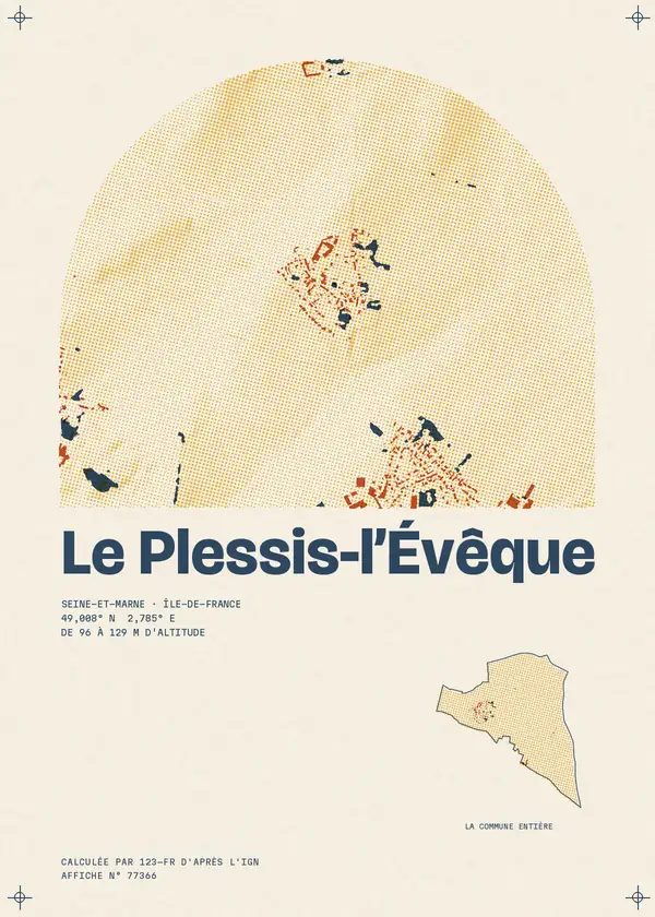 Affiche de Le Plessis-l'Évêque, calculée par 123-fr d'après l'IGN