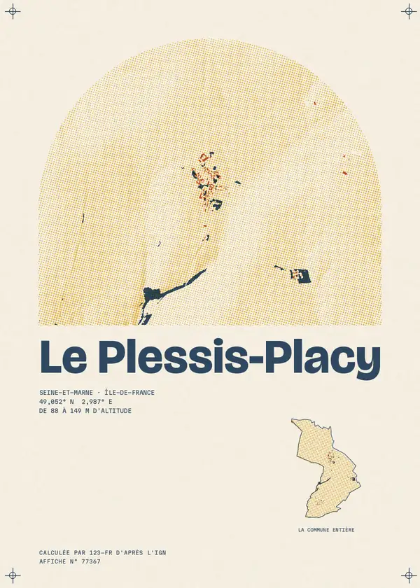Affiche de Le Plessis-Placy, calculée par 123-fr d'après l'IGN