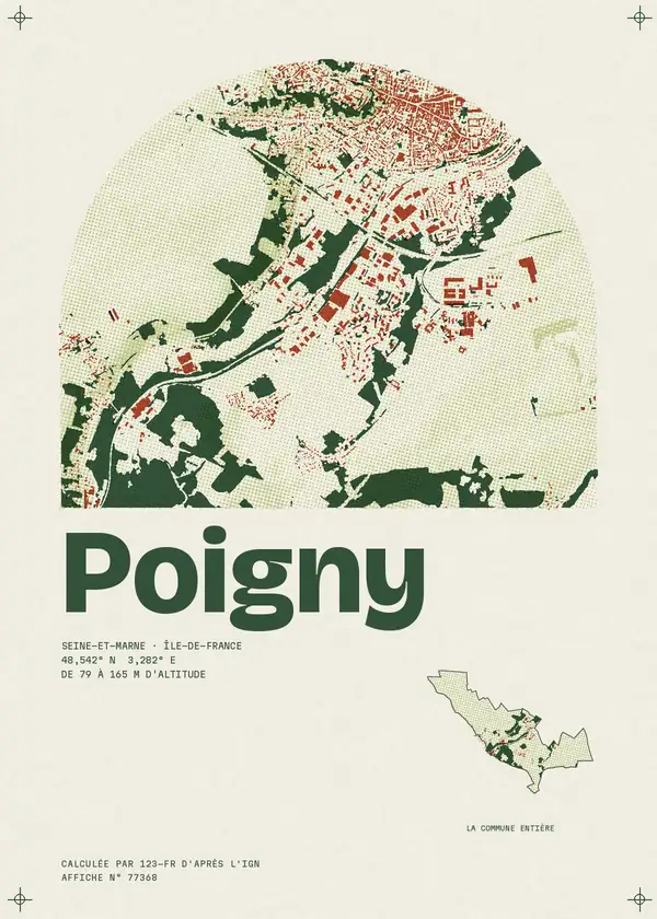 Affiche de Poigny, calculée par 123-fr d'après l'IGN