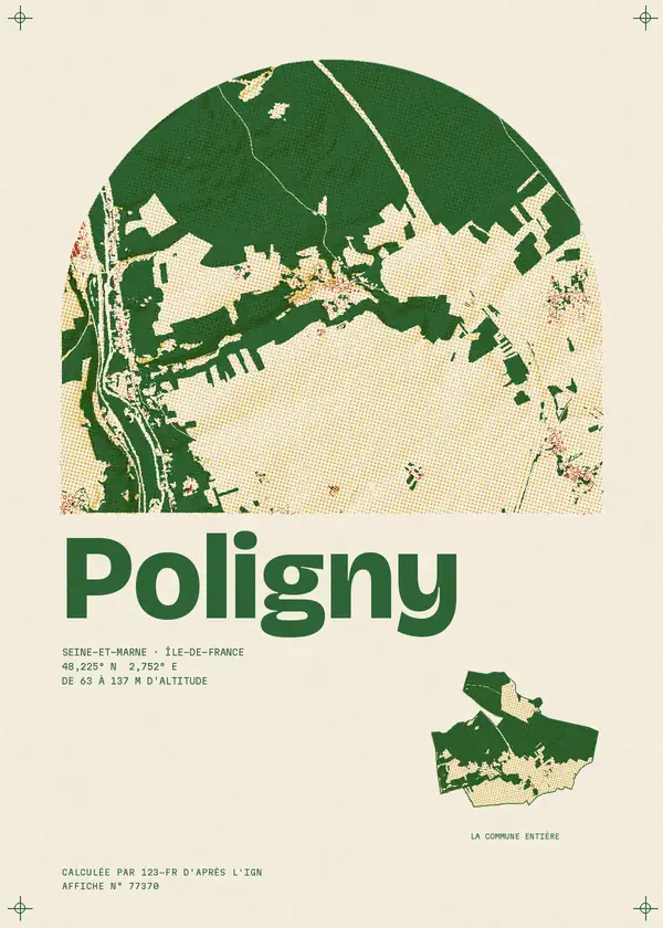 Affiche de Poligny, calculée par 123-fr d'après l'IGN