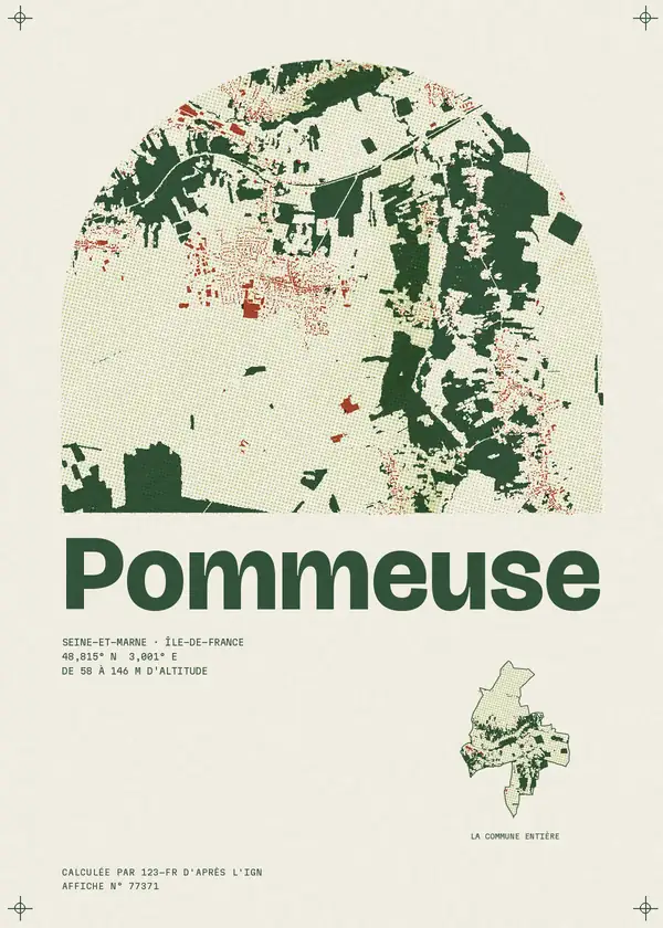 Affiche de Pommeuse, calculée par 123-fr d'après l'IGN