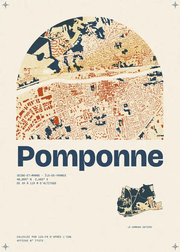 Affiche de Pomponne, calculée par 123-fr d'après l'IGN