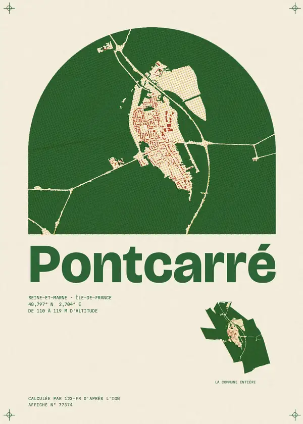 Affiche de Pontcarré, calculée par 123-fr d'après l'IGN
