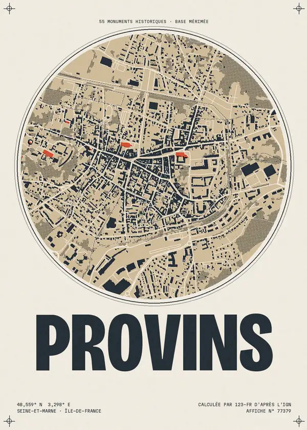 Affiche de Provins, calculée par 123-fr d'après l'IGN