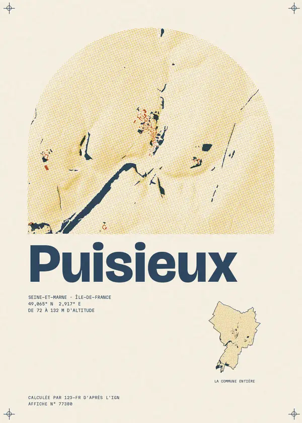 Affiche de Puisieux, calculée par 123-fr d'après l'IGN