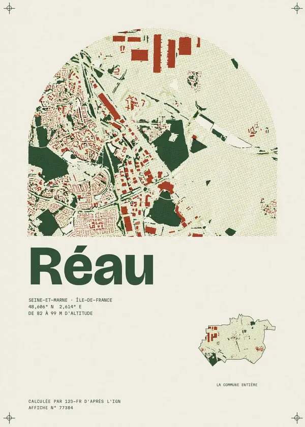 Affiche de Réau, calculée par 123-fr d'après l'IGN