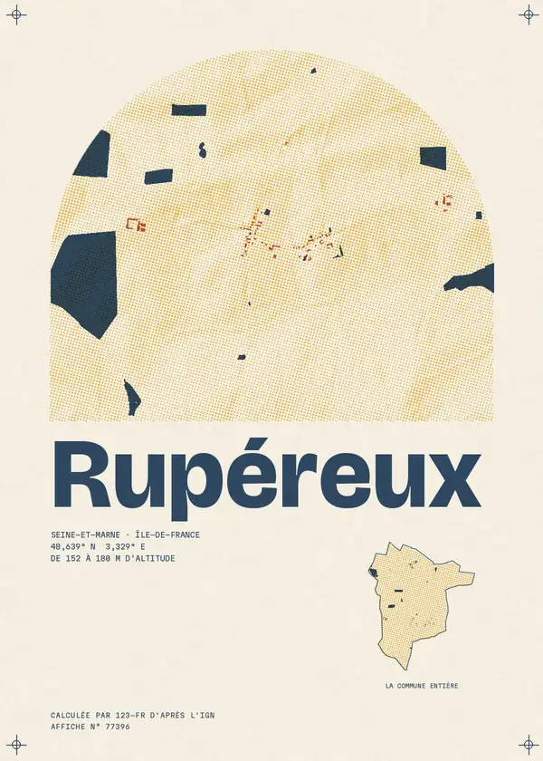 Affiche de Rupéreux, calculée par 123-fr d'après l'IGN