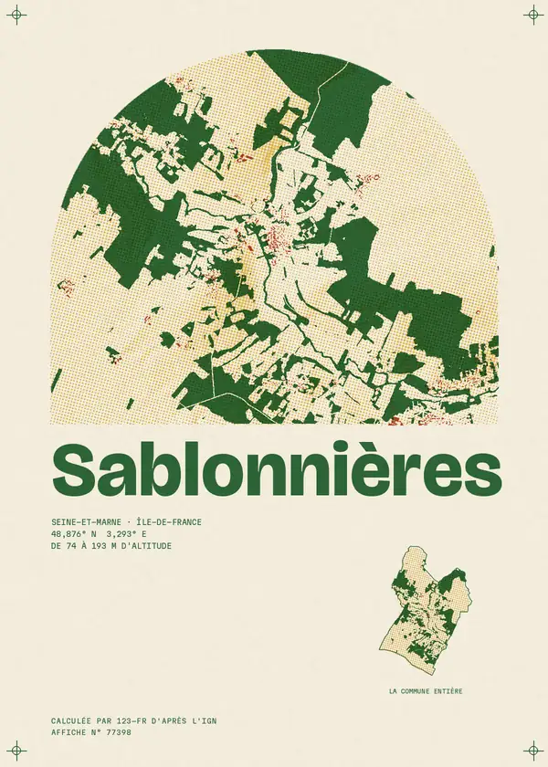 Affiche de Sablonnières, calculée par 123-fr d'après l'IGN