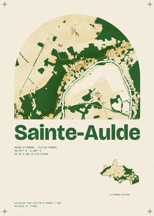 Affiche de Sainte-Aulde, calculée par 123-fr d'après l'IGN