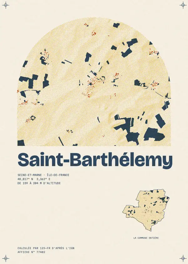 Affiche de Saint-Barthélemy, calculée par 123-fr d'après l'IGN