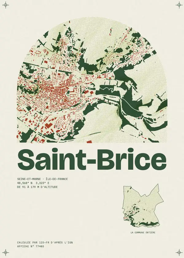 Affiche de Saint-Brice, calculée par 123-fr d'après l'IGN