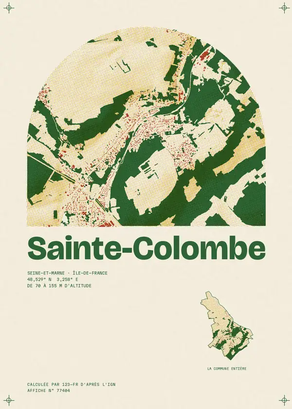 Affiche de Sainte-Colombe, calculée par 123-fr d'après l'IGN