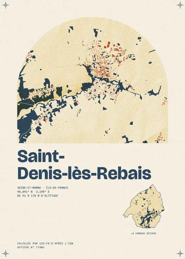 Affiche de Saint-Denis-lès-Rebais, calculée par 123-fr d'après l'IGN