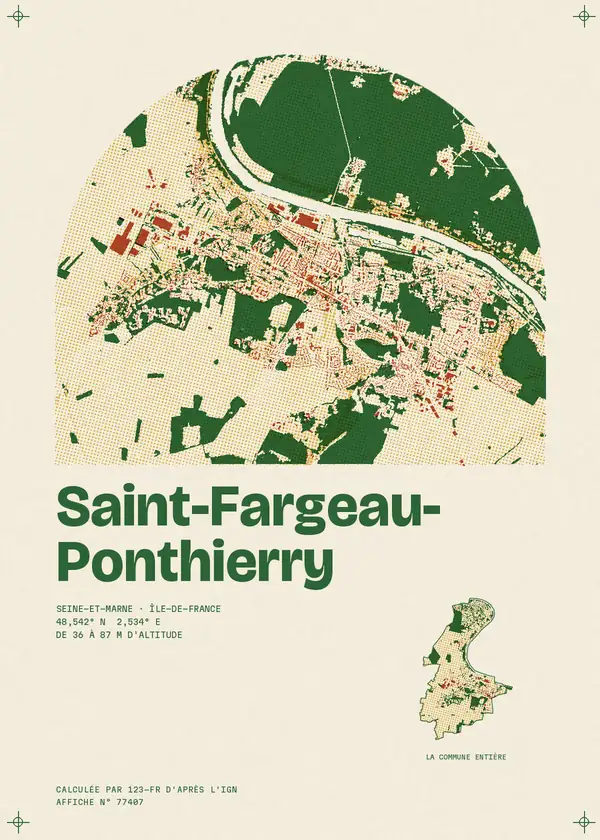 Affiche de Saint-Fargeau-Ponthierry, calculée par 123-fr d'après l'IGN