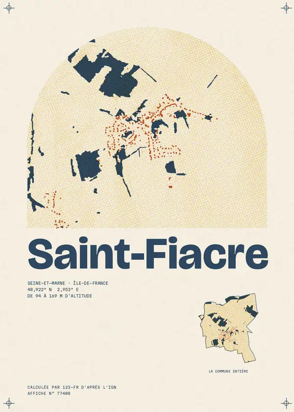 Affiche de Saint-Fiacre, calculée par 123-fr d'après l'IGN
