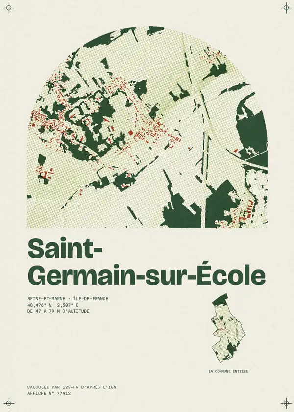 Affiche de Saint-Germain-sur-École, calculée par 123-fr d'après l'IGN