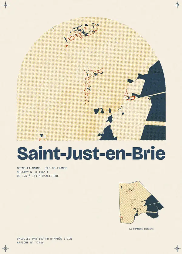 Affiche de Saint-Just-en-Brie, calculée par 123-fr d'après l'IGN