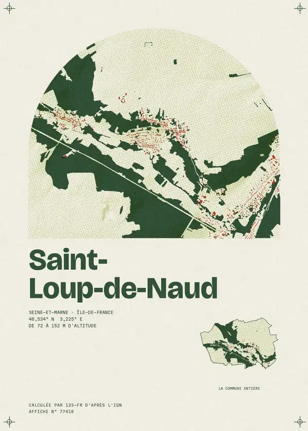 Affiche de Saint-Loup-de-Naud, calculée par 123-fr d'après l'IGN