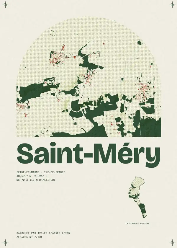 Affiche de Saint-Méry, calculée par 123-fr d'après l'IGN