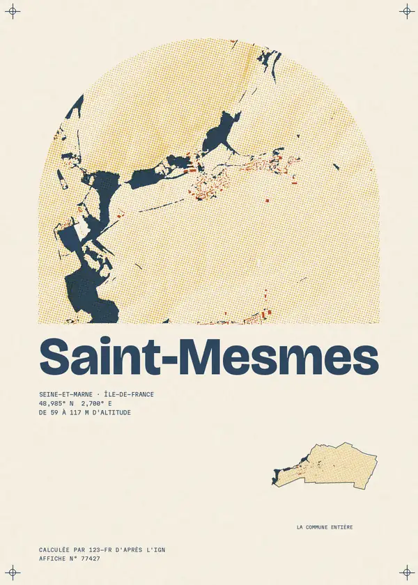 Affiche de Saint-Mesmes, calculée par 123-fr d'après l'IGN