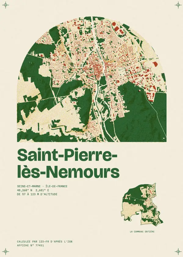 Affiche de Saint-Pierre-lès-Nemours, calculée par 123-fr d'après l'IGN
