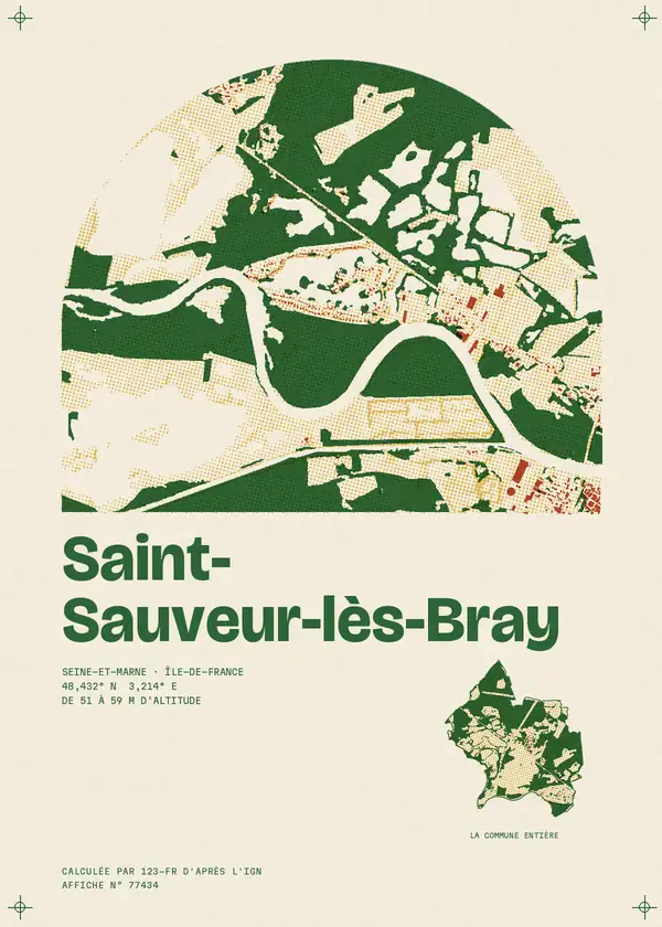 Affiche de Saint-Sauveur-lès-Bray, calculée par 123-fr d'après l'IGN