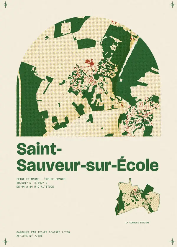 Affiche de Saint-Sauveur-sur-École, calculée par 123-fr d'après l'IGN