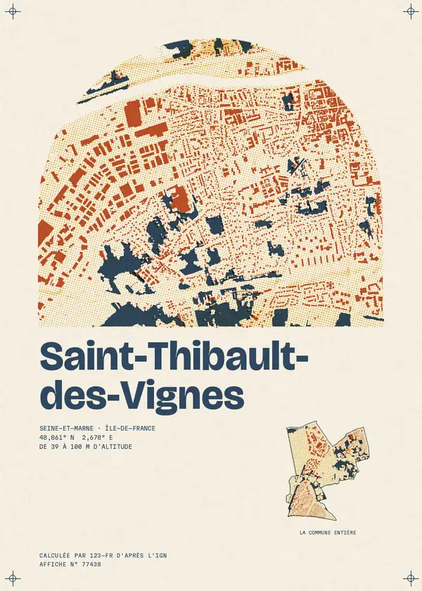 Affiche de Saint-Thibault-des-Vignes, calculée par 123-fr d'après l'IGN