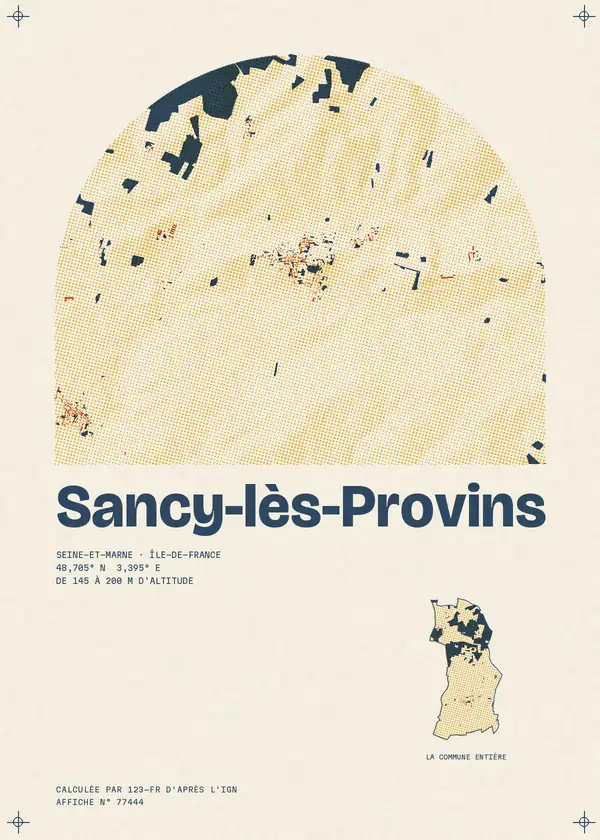 Affiche de Sancy-lès-Provins, calculée par 123-fr d'après l'IGN