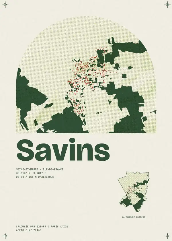 Affiche de Savins, calculée par 123-fr d'après l'IGN