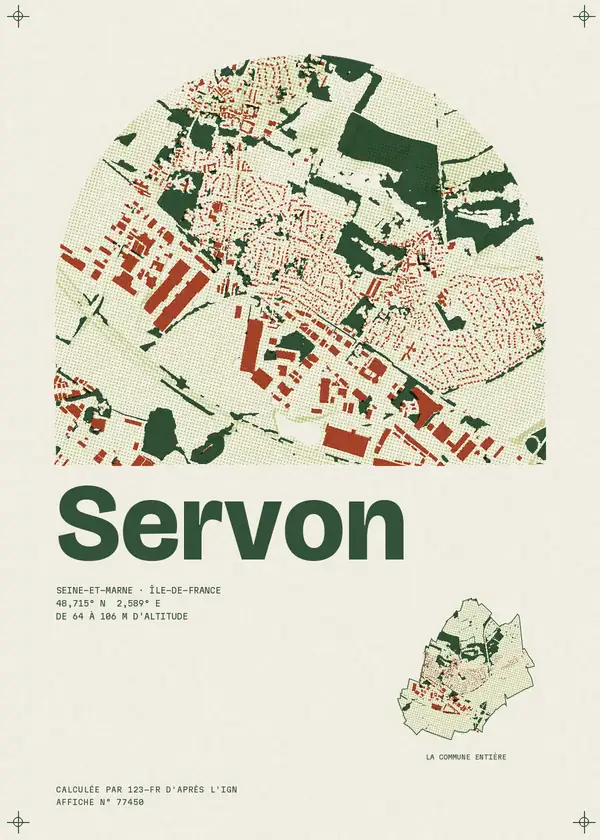 Affiche de Servon, calculée par 123-fr d'après l'IGN