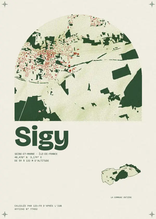 Affiche de Sigy, calculée par 123-fr d'après l'IGN