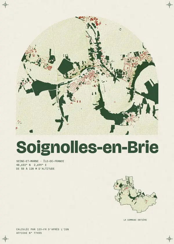 Affiche de Soignolles-en-Brie, calculée par 123-fr d'après l'IGN