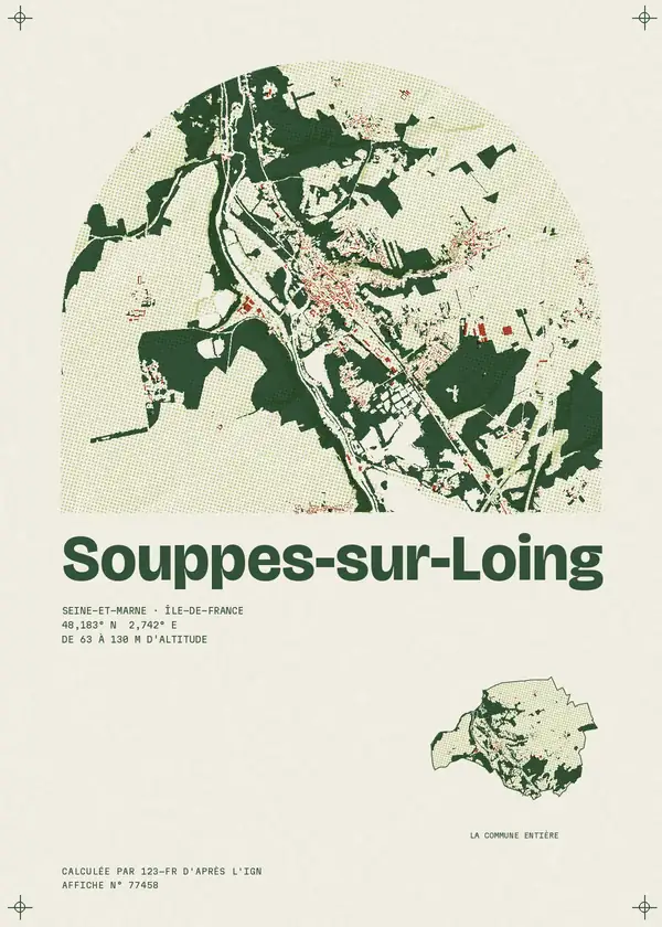 Affiche de Souppes-sur-Loing, calculée par 123-fr d'après l'IGN
