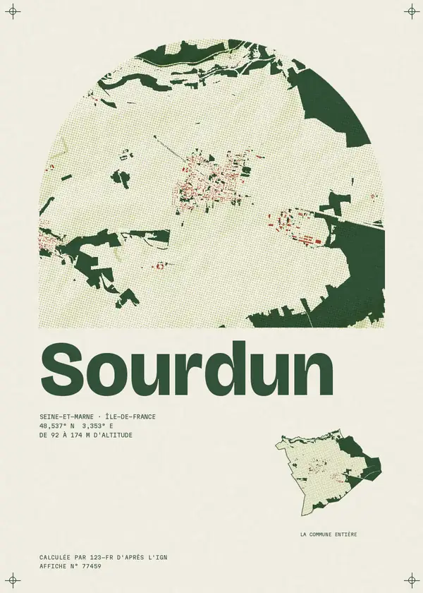 Affiche de Sourdun, calculée par 123-fr d'après l'IGN