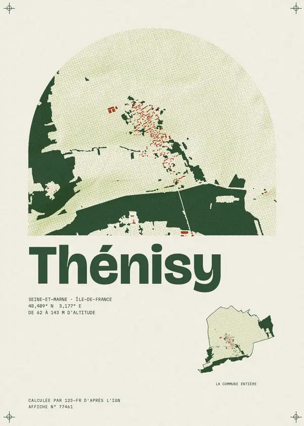 Affiche de Thénisy, calculée par 123-fr d'après l'IGN