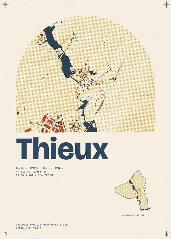 Affiche de Thieux, calculée par 123-fr d'après l'IGN