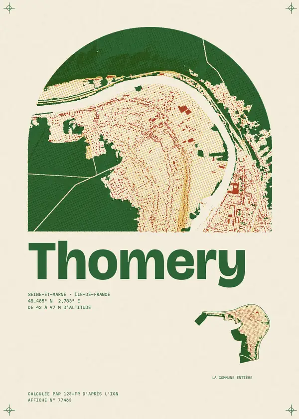 Affiche de Thomery, calculée par 123-fr d'après l'IGN