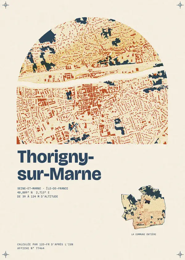 Affiche de Thorigny-sur-Marne, calculée par 123-fr d'après l'IGN