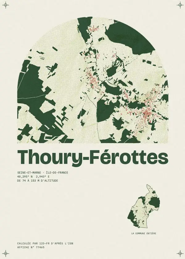 Affiche de Thoury-Férottes, calculée par 123-fr d'après l'IGN