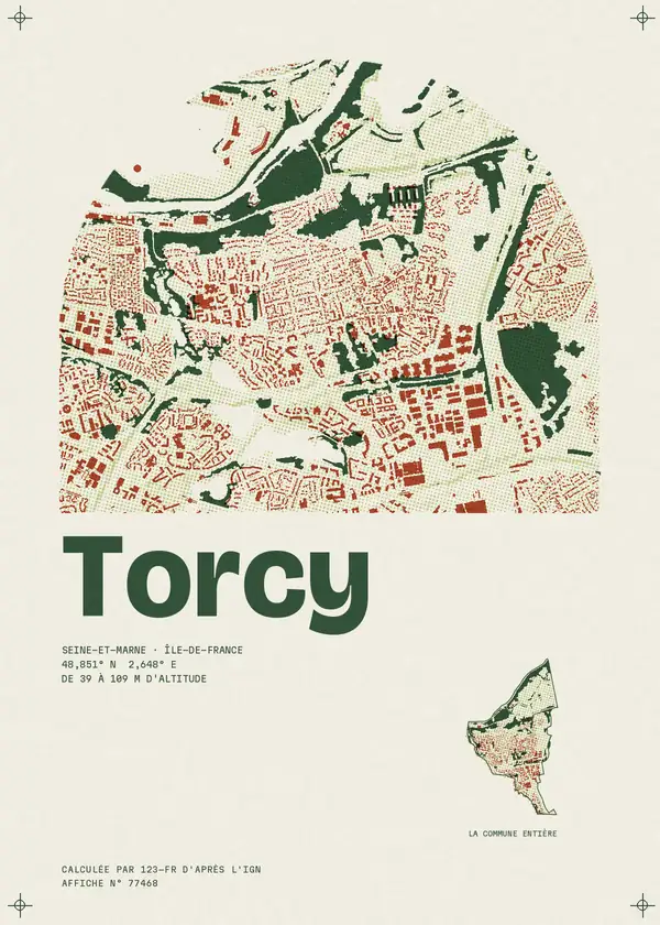 Affiche de Torcy, calculée par 123-fr d'après l'IGN