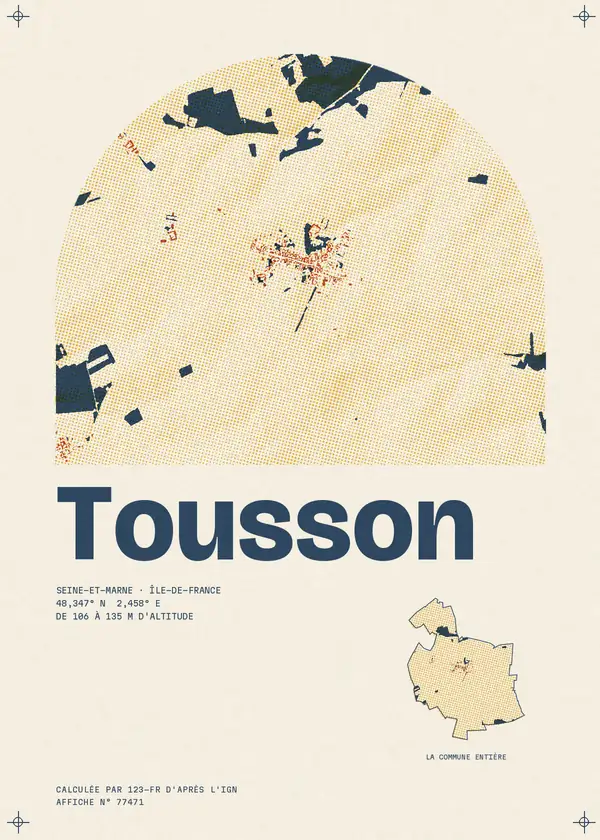 Affiche de Tousson, calculée par 123-fr d'après l'IGN