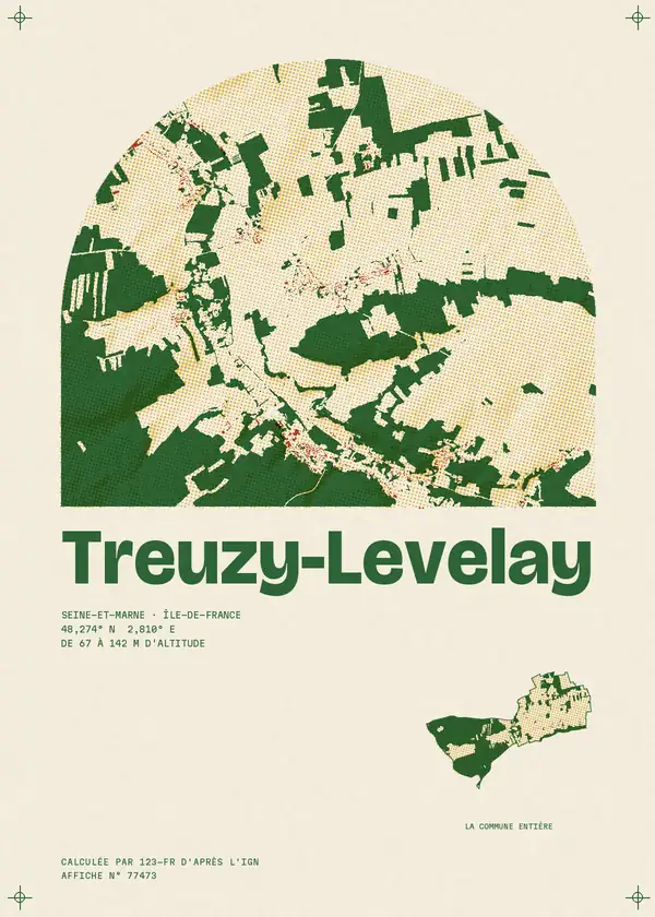 Affiche de Treuzy-Levelay, calculée par 123-fr d'après l'IGN