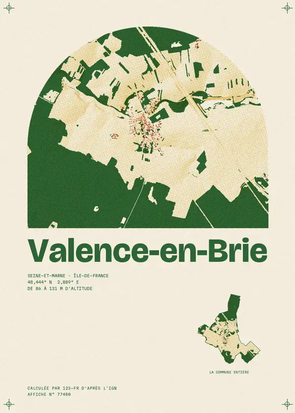 Affiche de Valence-en-Brie, calculée par 123-fr d'après l'IGN