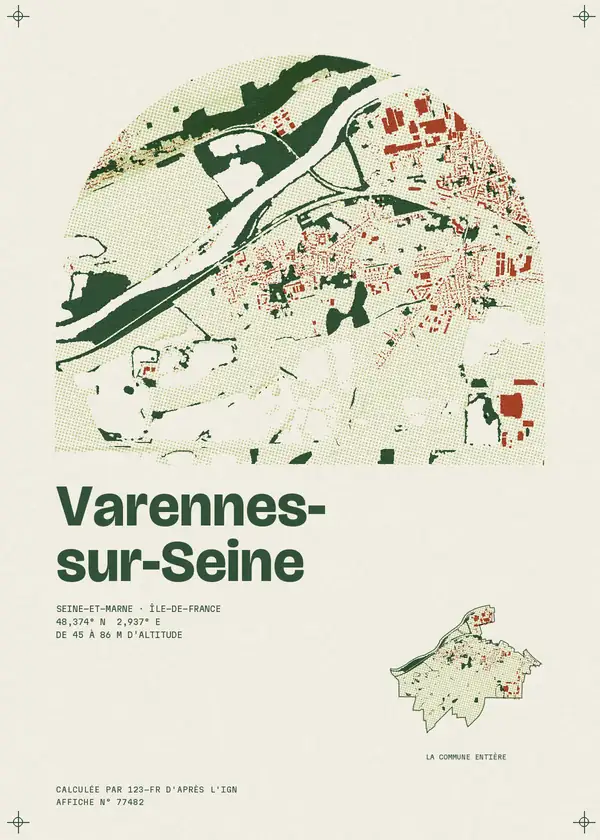 Affiche de Varennes-sur-Seine, calculée par 123-fr d'après l'IGN
