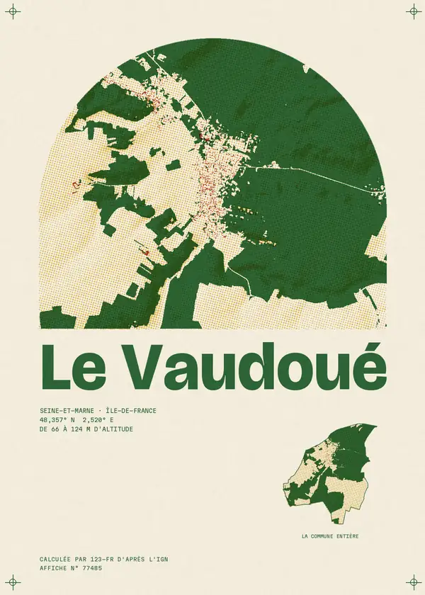 Affiche de Le Vaudoué, calculée par 123-fr d'après l'IGN