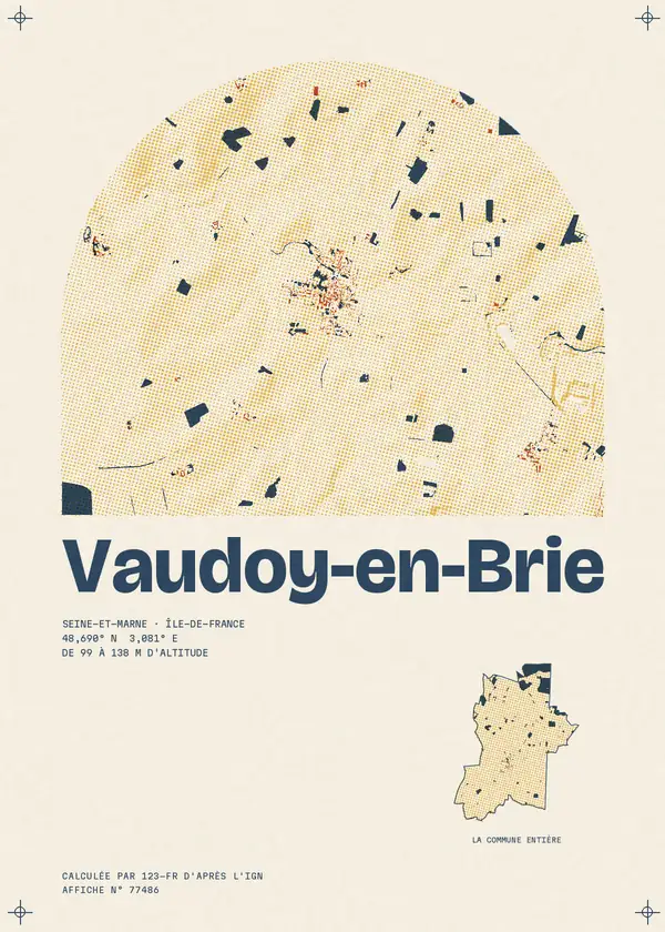 Affiche de Vaudoy-en-Brie, calculée par 123-fr d'après l'IGN