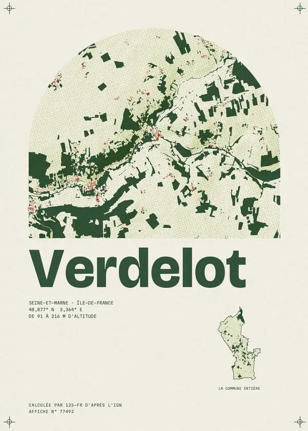 Affiche de Verdelot, calculée par 123-fr d'après l'IGN